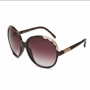 Chloe Jackie O Sunglasses Brown & Gold Scallop